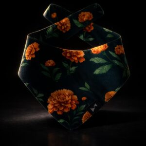 Marigold Floral Dog Scarf, Limited Edition Cotton Bandana