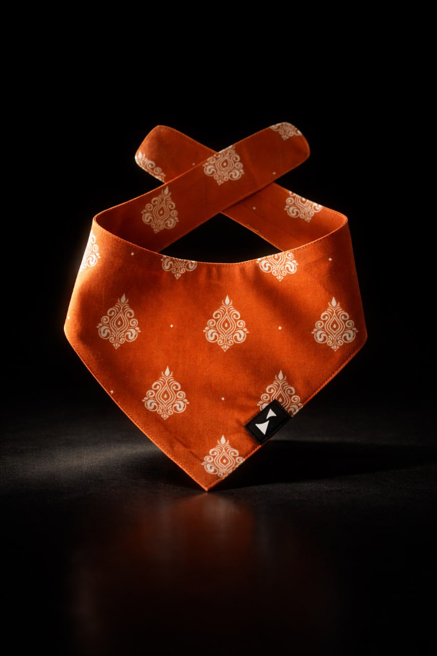 Terracotta Crest Dog Scarf, Limited Edition Cotton Bandana